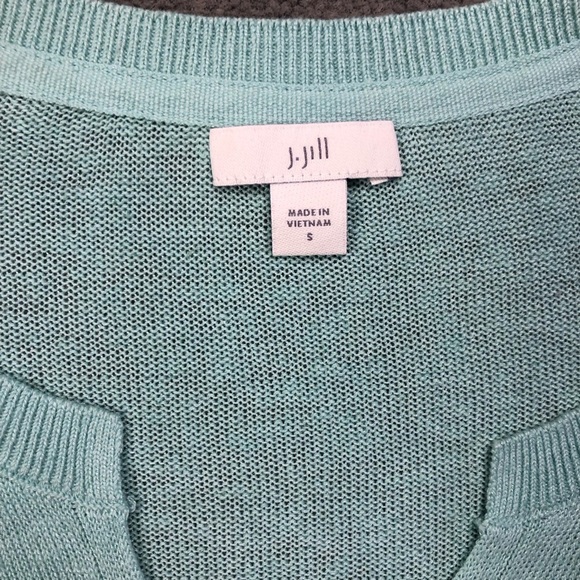 J Jill Aqua Short Cuffed Sleeve Linen Blend Knit Tunic Beachy Coastal size S - Picture 5 of 9